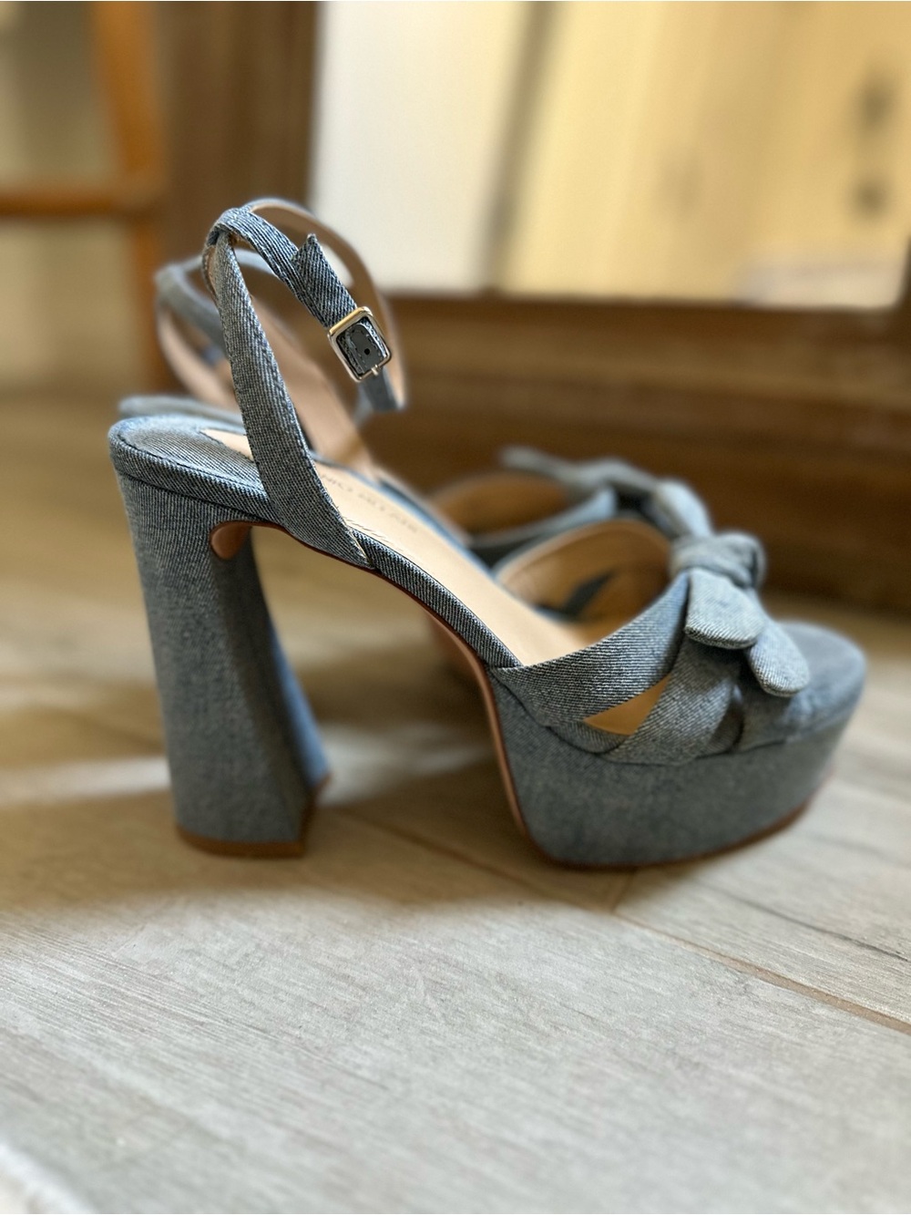 ANTONIO MELANI Denim Knot Platform Sandals 8.5 - Picture 4 of 8